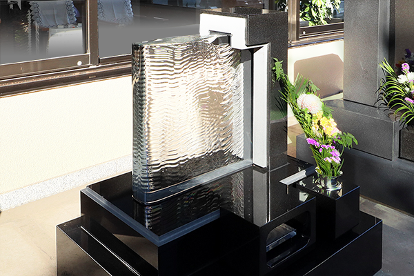 ガラスのお墓規格墓石L型(ガラス嵌め込み部分)